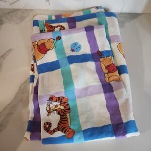 Vintage 90s Disney Winnie‎ the Pooh Tigger & Ladybug Plaid drapery panel x1